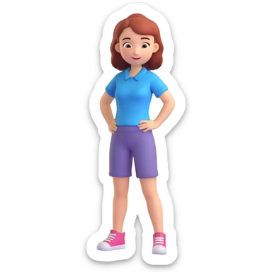 a girl character with short-sleeved clothing, friendly expression sticker