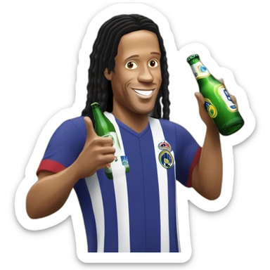 Ronaldinho brindando una botella de cerveza sticker