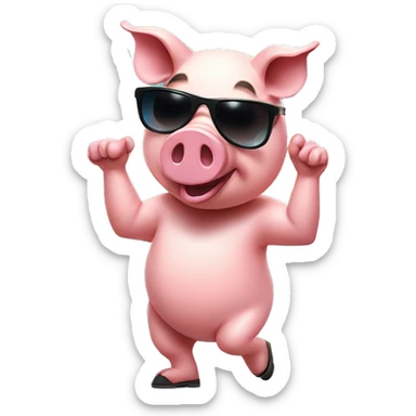 pig wearing sunglasses dancing with rave lights sticker