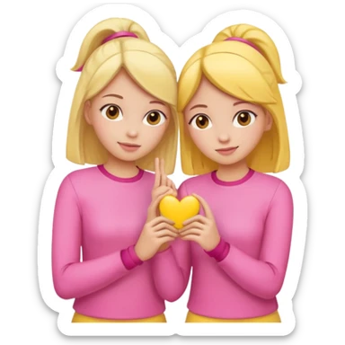 Two girl friends in pink and yellow are supporting each other sticker