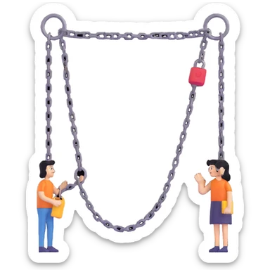couple connected by a chain sticker
