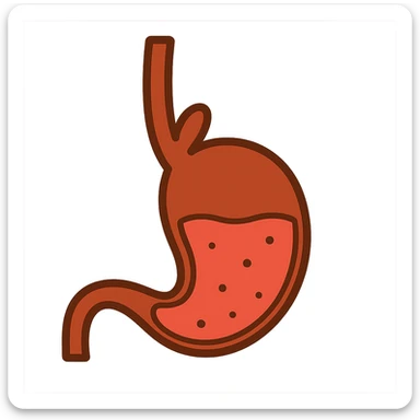 Create an emoji in a simple anatomical style similar to the reference image of esophagus and stomach. The emoji should have a transparent background and resemble the anatomical style but adapted to emoji style. sticker