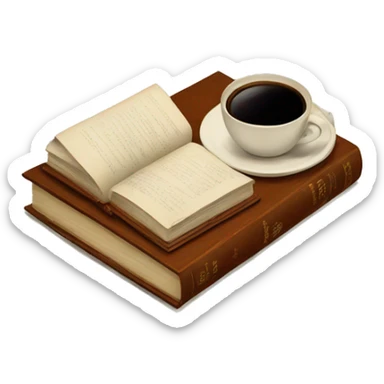 vintage tray with books and coffee  sticker