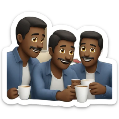 three men drinking coffee on a terrace sticker
