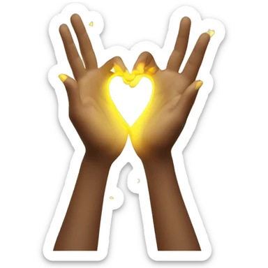 two pale hands making a heart. in the back ground there are yellow sparks flying  sticker