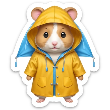 hamster wearing a raincoat sticker