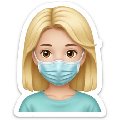 Cute clean girl with face mask sticker