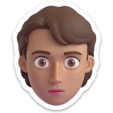 Polish man with medium length brown hair and freckles around his left eye sticker