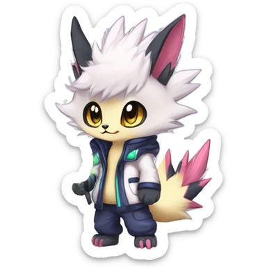 Anthro Scalie Spiky Cool Edgy Magical Shiny Colorful Pastel Sparkle Kemono-style Chibi Fantasy-Animal-Fakémon-Pokémon-Hybrid Fur Sona Aesthetic Full Body sticker