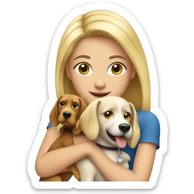 Blonde girl with a dog sticker