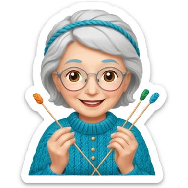 elderly women knitting sticker