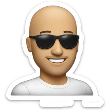 bald tunisian man in his 40 with black sunglasses and small beard and he smiling sticker