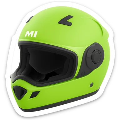Edit the snowmobile helmet to have a modern design with neon green color. Keep the background transparent. sticker