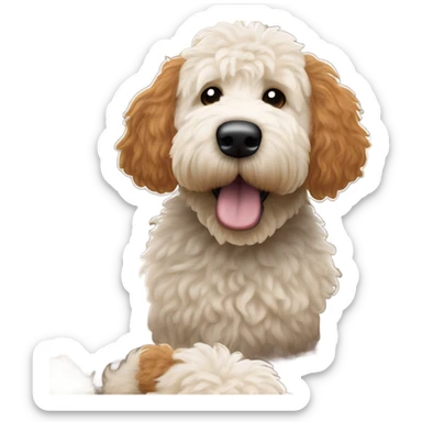 White Goldendoodle as a Cleveland Brown Football   sticker