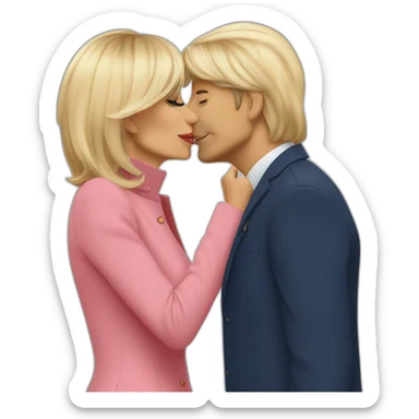 Brigitte Macron giving a kiss sticker