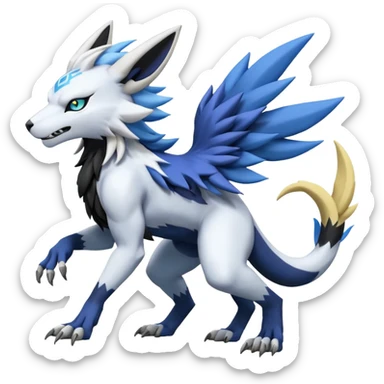 Garurumon-Zeraora-Renamon-Absol-fusion-hybrid-creature (full body sticker