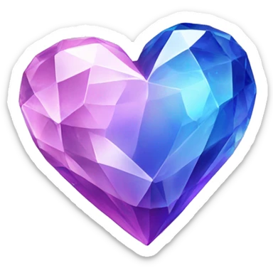 One pink, purple and blue crystal heart  sticker