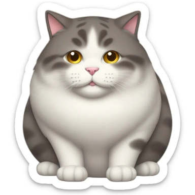 huge fat obese fluffy cat sticker