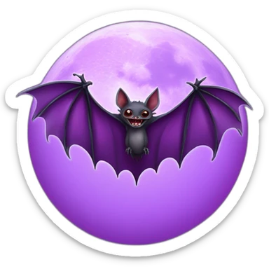 purple dripping vampire bat wings flying in front of large realistic full moon sticker