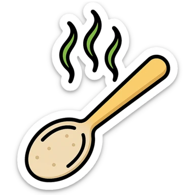 dirty old spoon with greenish foul odor vapors, icon style, clear outline, simple shading sticker