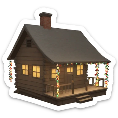 cabin with christmas lights sticker
