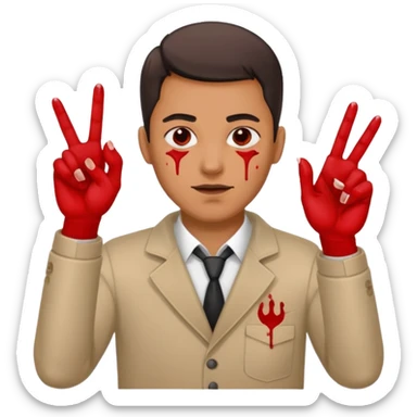man throwing up blood gang sign sticker