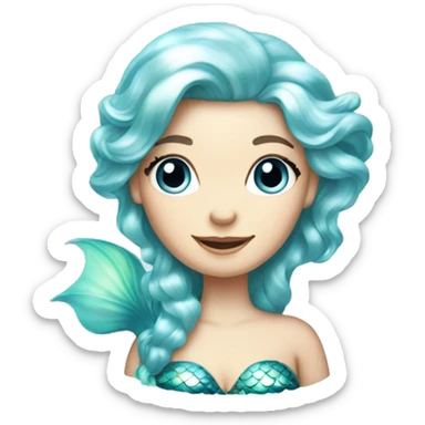 Iridescent mermaid white girl with iridescent tail sticker
