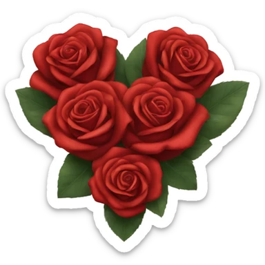 red roses in heart shape sticker