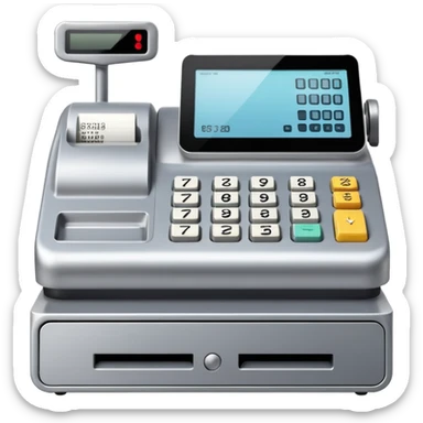 retail cash register with display and buttons sticker