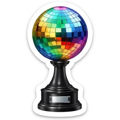 Black Trophy with a mirror ball on top sticker