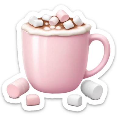 Light Pink mug of hot chocolate with marshmallows  sticker