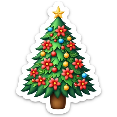 Christmas tree with flowers  sticker