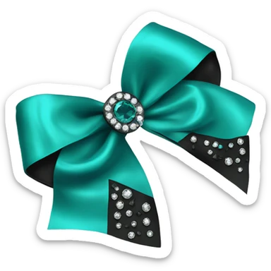 teal and black bow with rhinestones sticker