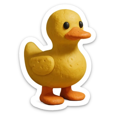 claymation style duck inspired by the DuckDice logo sticker