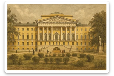 Казаковский корпус Московского Университета в 19 веке - рисованный стиль sticker