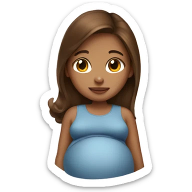 Brown hair girl pregnant  sticker