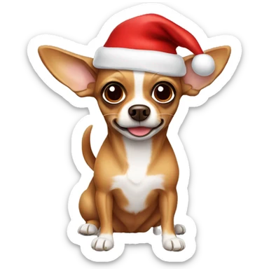 Brown Chihuahua with Christmas hat  sticker