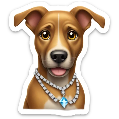African American dog with a diamond chain and a cool attitude sticker