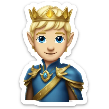 Blonde elf ears prince  man with blue eyes with crown  sticker