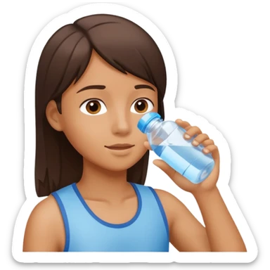 young person drinking water from a bottle sticker