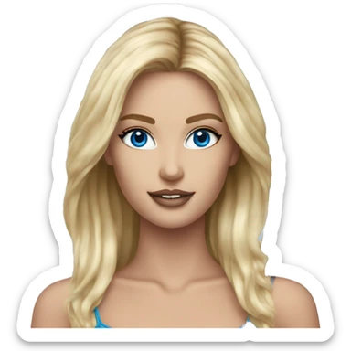Realistic victoria secret model blonde blue eyes  sticker