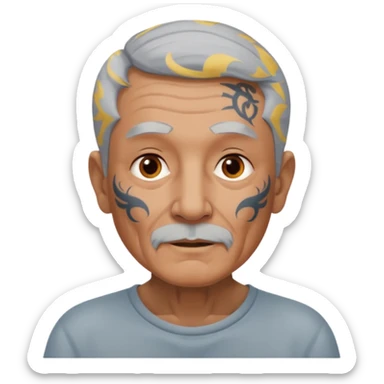 elderly man with body and face tattos sticker