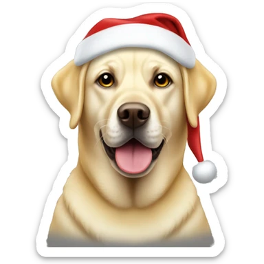 Yellow labrador wearing santa hat sticker