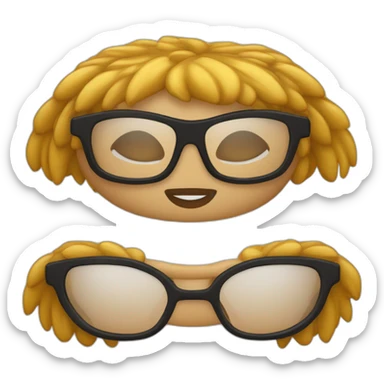 Wonderwan Chica piel blanca, pelo negro, pelo liso, gafas sticker