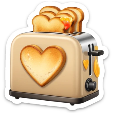 Light Beige heart toaster with toast  sticker