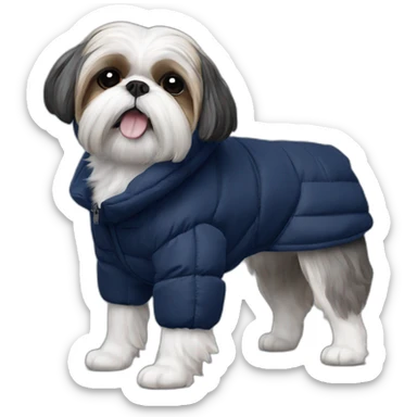 Shih tzu in navy blue puffer coat sticker