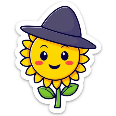 Happy Ukrainian emoji with sunflower and traditional Ukrainian hat sticker
