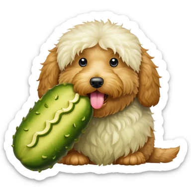 Golden doodle with a pickle  sticker