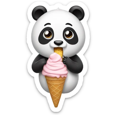 Panda eating ice cream sticker