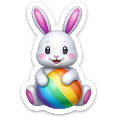 easter rainbow inflatable bouncy bunny sticker